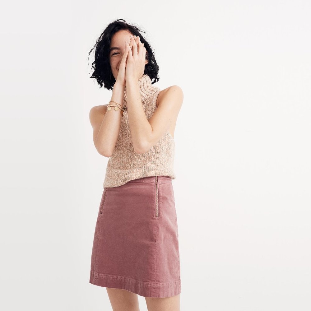 Madewell Velveteen Uptown Zip Skirt